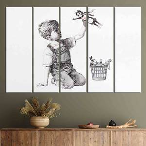 Arte en Lienzo de Banksy Boy: Impresión en Lienzo Game Changer, JUEGO DE 5 LIENZOS - Product Image 1