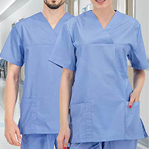 Hombres de manga corta con cuello en V 3 bolsillos Scrubs Algodón hecho médico Scrubs Top médicos Scrub traje hospitales médicos enfermera uniformes vestido - Product Image 5