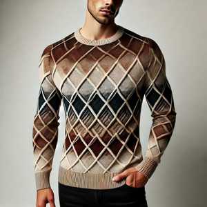 Pulls à col rond de haute qualité pour hommes tricots personnalisés mélange de laine à la mode Style moelleux floue fabricant direct - Product Image 1