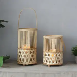 Projeto decorativo Lanterna Bamboo Candle Lanternas Para Casa Indore & Outdoor Estilo Vintage Hanging Lanterna Para Decoração