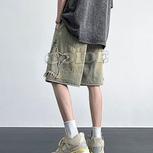 Vêtements d'été pour hommes OEM Jeans Jorts Logo personnalisé Jorts pour hommes de haute qualité Jeans respirants Shorts pour hommes - Product Image 2