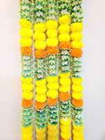 Rangkaian Bunga Plastik Buatan Tangan Marigold 5 Kaki Dua Warna Dekorasi Rumah Pernikahan India Wisuda Hari Ibu