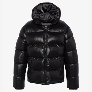 Veste matelassée brillante d'hiver pour hommes, coupe-vent rembourré, logo bulle à capuche noir épais, pour veste d'extérieur, nouvel arrivage - Product Image 1