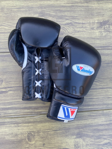 Gants de boxe en cuir véritable lacés personnalisables de haute qualité, avec sangle de poignet réglable, poignées légères en soie - Product Image 3