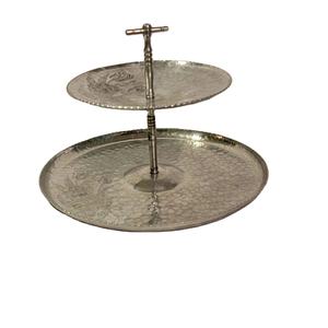 Support à gâteau en aluminium au design unique Support à gâteau de luxe fait à la main de haute qualité Support à gâteau en métal décoratif à dessus rond - Product Image 1