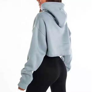 Nueva llegada al por mayor 2025 letra impresa suelta de alta calidad mujeres Crop Top Material mujeres Crop Top Sudadera con capucha en precio barato OEM - Product Image 2