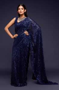 Trendmalls Mujer Heavy Georgette Lentejuelas Casual Boda Saree Blusa sin costuras (Azul al por mayor) Todas las estaciones al por mayor - Product Image 4