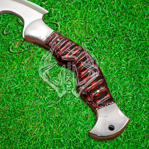 Hache barbue de camping en acier Full Tang D2 personnalisée, manche en bois exotique Tomahawk véritable hachette avec étui en cuir, cadeau idéal - Product Image 3