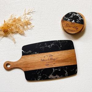 Planche à découper en bois et en pierre à double face pour la cuisine et la charcuterie - Product Image 3