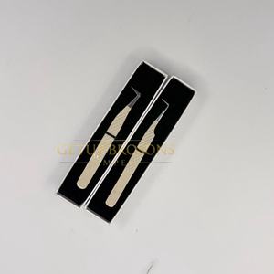 Pinzas para extensión de pestañas con punta de fibra y recubrimiento en polvo nude, con agarre de diamante curvado, para pestañas de 90 grados y volumen de 90 grados, instrumentos de belleza - Product Image 5