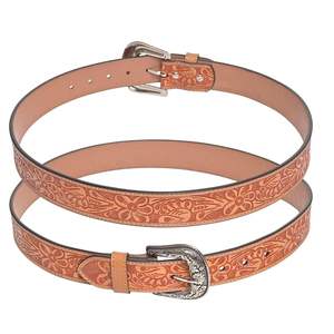Cinturón de cuero genuino tallado floral Estilo Vintage hecho a mano con hebilla de aleación accesorio de moda - Product Image 1