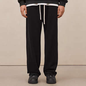 Vente en gros OEM Logo personnalisé Pantalon gaufré pour hommes-Cordon de serrage Coupe ample Décontracté Pantalon de survêtement droit à jambes larges - Product Image 5
