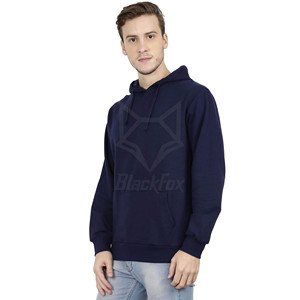 Sweat-shirt à capuche bleu marine pour homme BlackFox, coupe classique, en coton French Terry, décontracté, pour l'automne, avec logo imprimé sur le devant - Product Image 4