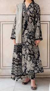 Encaje morado bordado puro césped algodón indio/pakistaní mujeres recto Salwar Kameez vestido musulmán lujo ecológico verano - Product Image 4