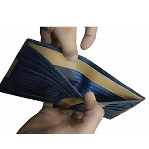 Portefeuille en cuir bleu et beige fin et élégant pour homme, porte-cartes multi-fentes et organisateur d'argent avec finition lisse - Product Image 3