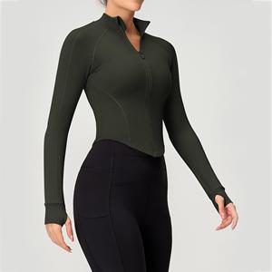 Chaqueta de Yoga Ajustada para Mujer con Logotipo Personalizado, Cuello Alto, Transpirable, Ligera, para Entrenamiento, Running, Alta Elasticidad - Product Image 3