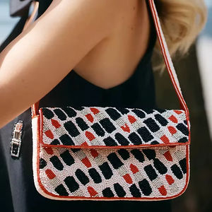 Porte-monnaie en coton perlé fait à la main Botox argent paillettes pochette à fermeture éclair drôle déclaration sac brodé classique cosmétique pochette cadeau - Product Image 1