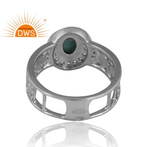 แหวนพลอยบุษราคัมสีเงินพัลเลเดียมสีเทอร์ควอยซ์และสีขาวดีไซน์ล่าสุดสำหรับผู้หญิง - Product Image 2