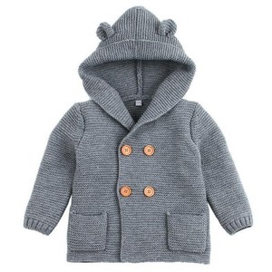 เสื้อคาร์ดิแกนเด็กผู้ชายสำหรับฤดูหนาว ผ้าฝ้ายแท้ ป้องกันการเกิดขุย ระบายอากาศได้ดี ปักลาย เป็นมิตรกับสิ่งแวดล้อม คุณภาพพรีเมียม คอกลมแบบมีฮู้ด - Product Image 2