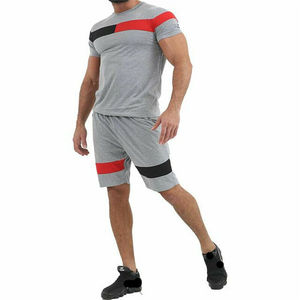 Thick Cotton Twinset Plain <b>Tshirt</b> Shorts Sports Tracksuit Custom Summer Men Tracksuit Set - Product Image 2