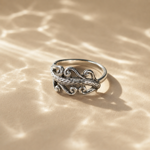Gold Plated Ocean Wave Statement <b>Ring</b> for <b>Kids</b> Waterproof Eternity Style Jewelry - Product Image 3