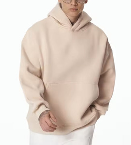 Sudadera con capucha básica Beige de gran tamaño para hombre, ropa de calle de algodón 100%, Sudadera con capucha OEM de calidad superior para hombre - Product Image 1