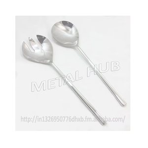 Cubiertos de acero inoxidable ecológicos sostenibles, juego de servidor de ensalada, accesorios de Metal para fiestas - Product Image 4