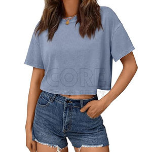 เสื้อครอปผ้าฝ้ายระบายอากาศได้ดีสำหรับผู้หญิงเสื้อครอปแบบลำลองเสื้อครอปสำหรับ100% - Product Image 2