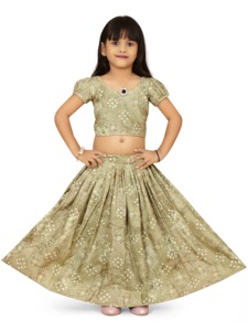 Shoryam Fashion Bandhani Mehandi Lehenga Choli para Niñas |   Vestido Tradicional Étnico para Niños, para Bodas y Fiestas, Largo hasta el Suelo, Completamente Cosido - Product Image 2