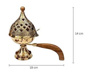 Quemador de incienso de latón clásico con esmalte dorado, perfecto para salas de oración, templos, esquinas de meditación y propósitos de regalo - Product Image 2