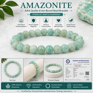 สร้อยข้อมือลูกปัดกลมอะเมโซไนต์ขนาด 8 มม. สำหรับผู้ชายและผู้หญิง ความมั่นใจในการสื่อสาร ความสมดุลอารมณ์ ความสงบภายใน - Product Image 3