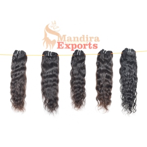 Extensiones de Cabello Remy Virgen 100% Natural al por Mayor, de Alta Calidad, Color Negro Natural, Ondulado Natural, Paquetes de Cabello Humano Indio Temple - Product Image 1