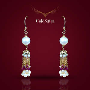 Pendientes de Perlas Latkans con Forma de Borla, Joyería para Bodas - Product Image 1