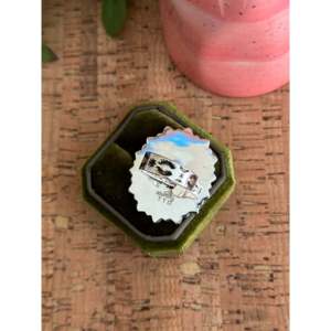 Southwest Handmade Kingman Turquoise Sterling <b>Silver</b> Adjustable Cluster <b>Ring</b> Natural Gemstone Bezel <b>Set</b> Gift - Product Image 5