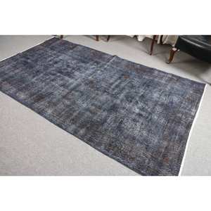 Vintage 4ft 9in X 8ft 8in tapis turc bleu et marron plat tissage laine tapis avec support en Latex pour décorations de salon - Product Image 4