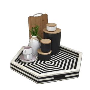 Bandeja de servicio decorativa con incrustaciones de hueso hechas a mano de lujo con opciones de color y tamaño personalizadas para una decoración elegante para el hogar y la Mesa - Product Image 1