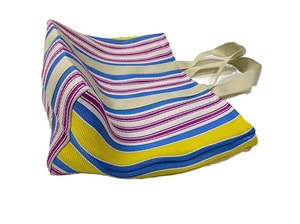 Eco-Friendly Multicolor Stripes Women's Daily Shopping <b>Handbag</b> India Manufactured Plastic Recycled <b>Nylon</b> Woven Zipper Style Two - Product Image 4