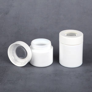 Pot de rangement cosmétique en verre opale blanc de luxe, durable, de qualité alimentaire, personnalisé, avec loupe, à l'épreuve des enfants et des UV, pour poudre libre – Vente en gros - Product Image 3