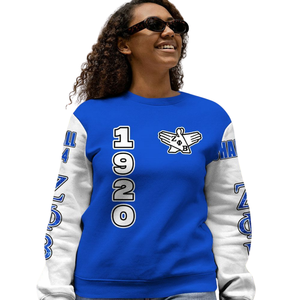 Sudadera de Forro Polar Azul con Cuello Redondo de la Hermandad Griega Zeta Phi Beta para Mujer, Bordado 1920 - Product Image 5