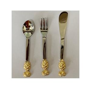 Juegos de cubiertos ecológicos con diseño de piña, cubiertos de acero inoxidable y latón para cocina, hogar con esmalte - Product Image 1