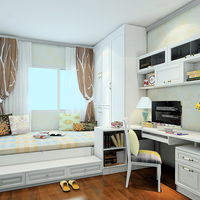 Bureau d'étude personnalisable en bois blanc avec armoire, bibliothèque et bureau pour chambre et mobilier de bureau à domicile