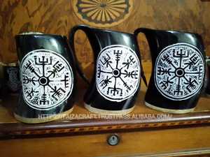Taza de cuerno para beber vikingo pulida con diseño de dragón para Navidad y el Día del Padre para cerveza, vino, hidromiel, amantes de la cerveza de Faizacraft - Product Image 3