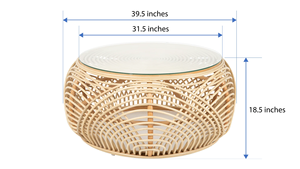 Table basse en rotin avec dessus en verre fabriqué au Vietnam matériaux écologiques meubles de maison décor à la maison en gros - Product Image 4