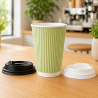 Service d'identité de marque avec logo personnalisé imprimé, tasse à café ondulée durable, résistante aux hautes températures, avec support fiable