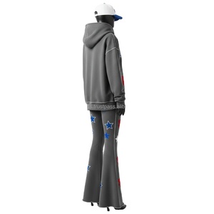 Conjunto Deportivo Premium para Mujer, Invierno, Mezcla de Algodón y Felpa, 330 GSM, Gris, con Capucha, Logotipo Estampado, Tallas Grandes - Product Image 5