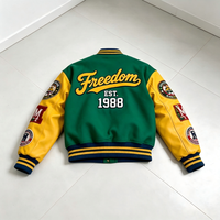 Veste universitaire personnalisée avec logo, veste de baseball pour hommes, veste verte de style Letterman, broderie de patchs en chenille, veste d'équipe personnalisée, fabricant OEM