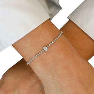 Classic Hip Hop Lab Grown Diamond <b>Tennis</b> Bracelet Custom 14K Yellow Gold CVD Brilliant Cut 1.60-1.80ct VS Clarity IGI Certified - Product Image 1