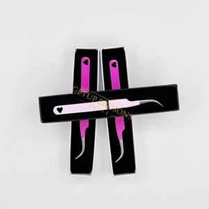 Pestañas GETUP BROSONS IMPEX de Acero Inoxidable con Recubrimiento en Polvo Color Rosa Intenso/Rosa Claro, Diseño de Corazón Recortado, Doradas, Antiestáticas - Product Image 5