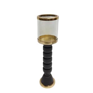 Prix de gros Décoration intérieure Fer Verre Ouragans Noir avec Lavage Laiton Style Moderne Taille Standard - Product Image 3