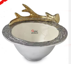 glossy look <b>golden</b> finished metal stainless steel serving bowl with stand for hotel restaurant and <b>bar</b> - Product Image 2